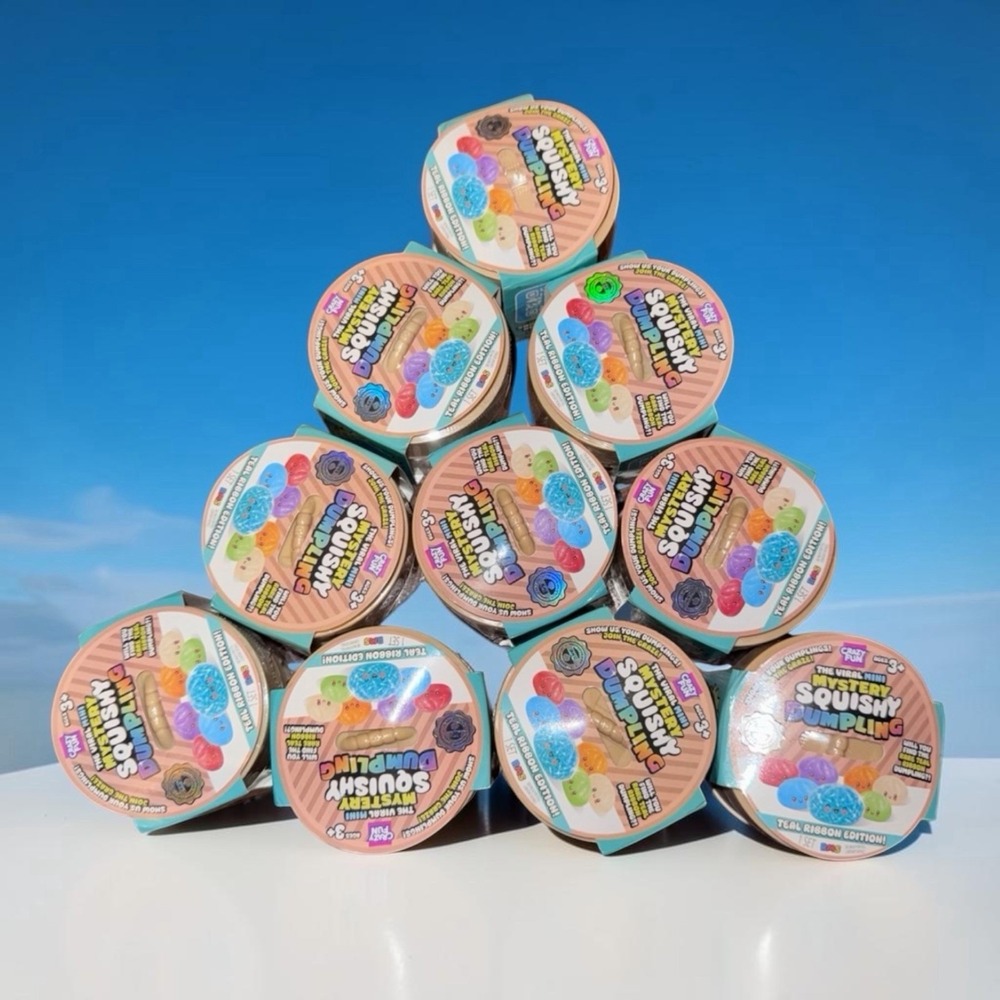 10 SEALED Crazy Fun RMS Mini Teal Ribbon Squishy Bun Set
